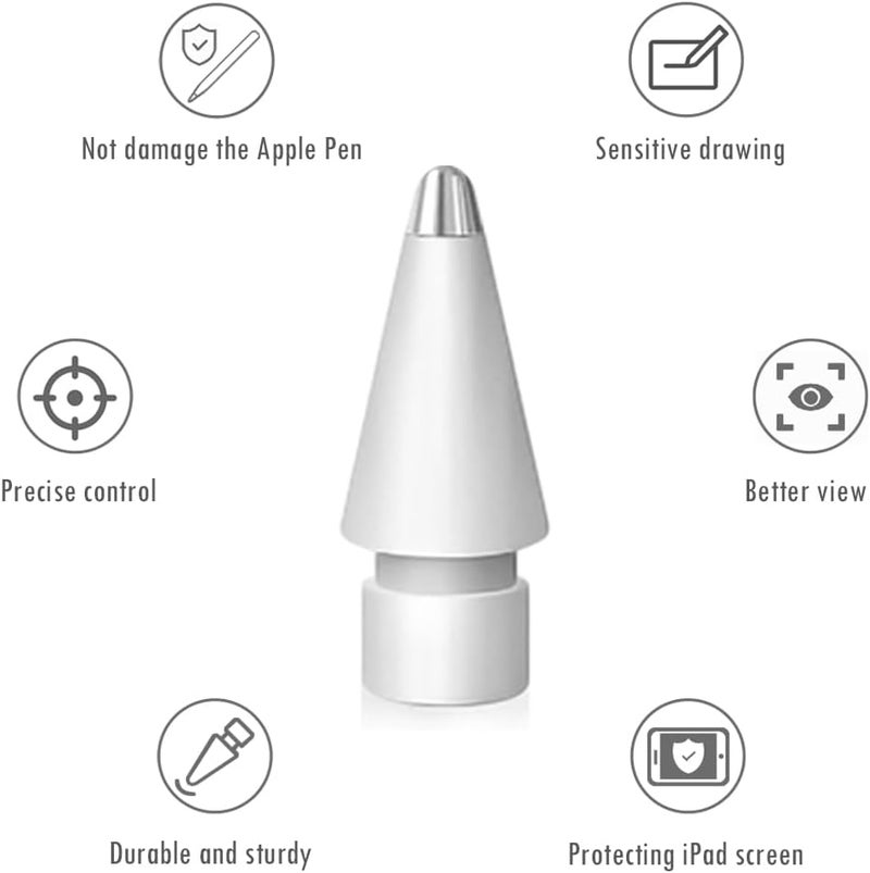 SIXFU 6 PCS Replacement Pencil Tips for Apple Pencil, Durable iPencil Tip Nibs Accessories for iPad Pro/Apple Pencil Pro/USB-C/ 1st Gen/ 2nd Generation (Metal Top) - Image 4